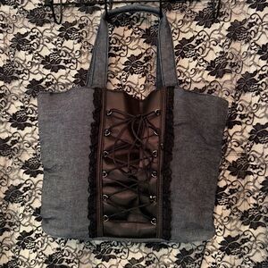 Victoria’s Secret Lace Corset Denim Tote Bag